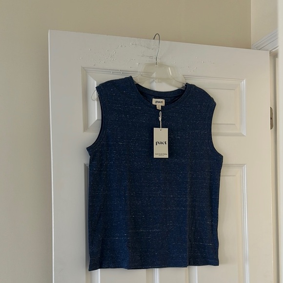 Pact Tops - PACT Women’s 100% Organic Cotton French Navy Melange Eden Muscle Tank (S) BNWT